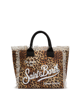 Cotton canvas Vanity tote bag with leopard print - MC2 Saint Barth