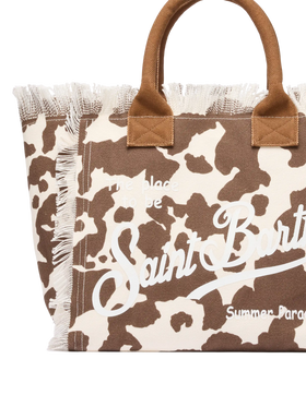 Cotton canvas Vanity tote bag with cow skin print - MC2 Saint Barth