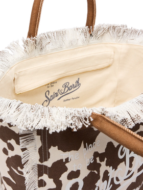 Cotton canvas Vanity tote bag with cow skin print - MC2 Saint Barth