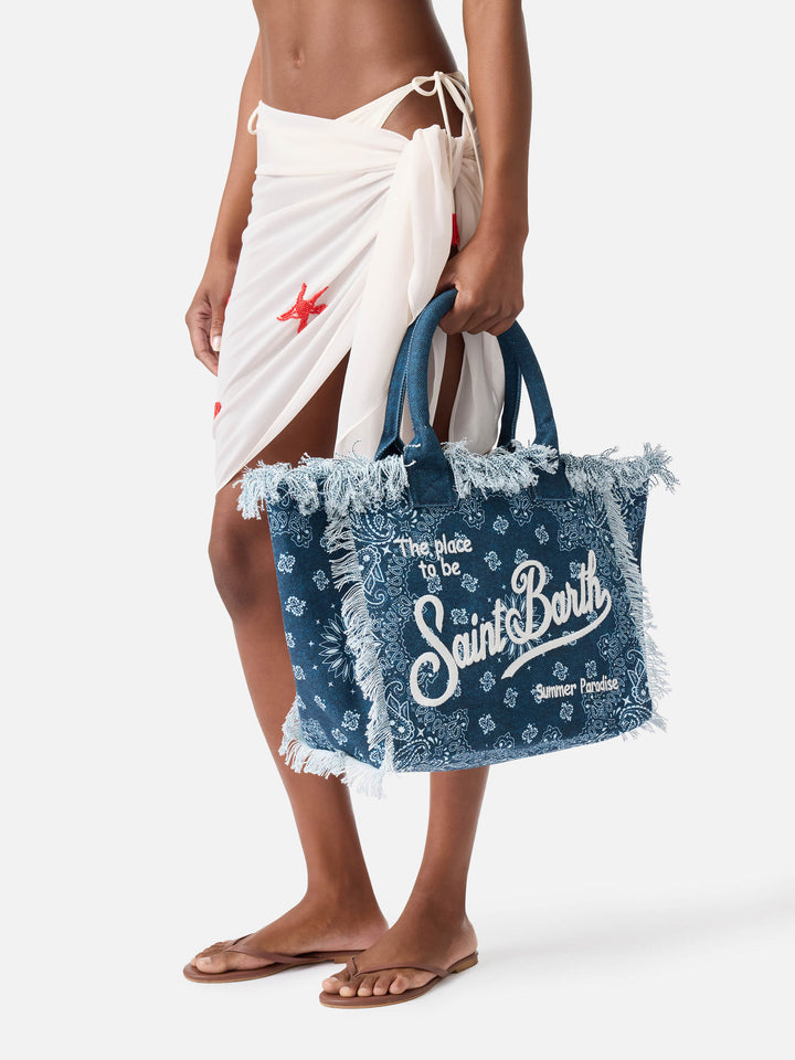 Sac Vanity regular en toile bleu clair avec imprimé bandana 