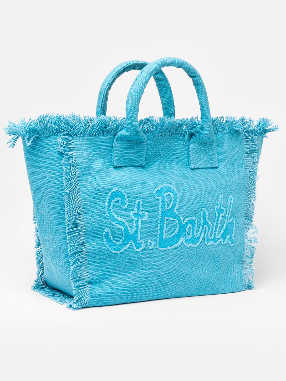 Light blue cotton canvas Vanity tote bag with logo patch - MC2 Saint Barth