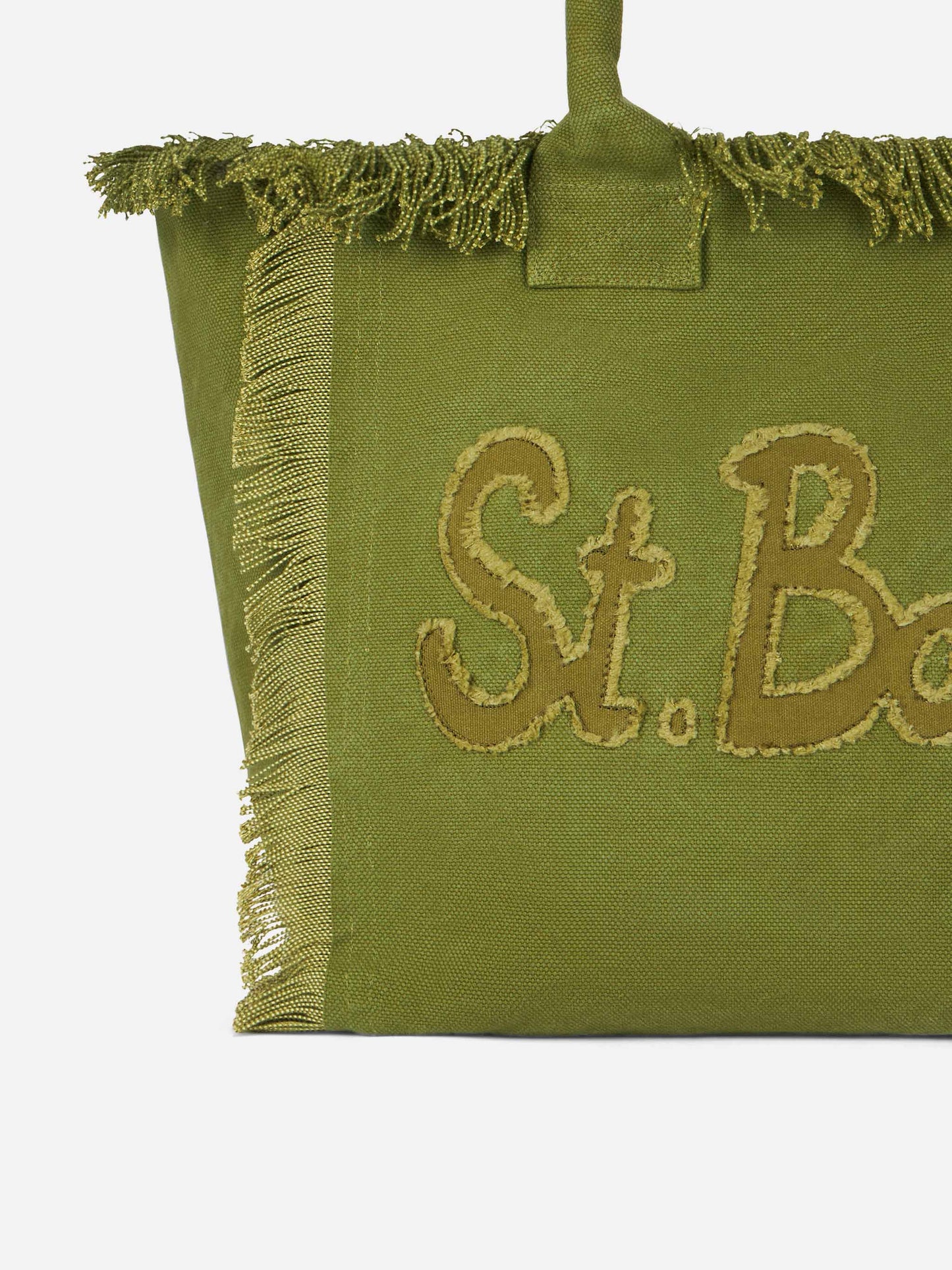 Military green cotton canvas Vanity tote bag with logo patch - MC2 Saint Barth