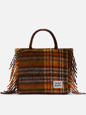 Vanity blanket shoulder bag with check print