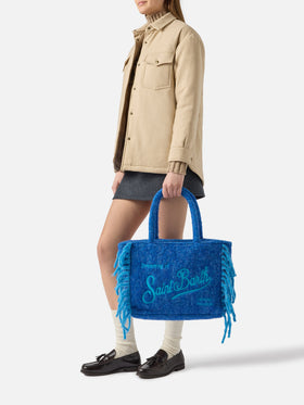 Schminkdecke als Schultertasche mit seitlichen Fransen