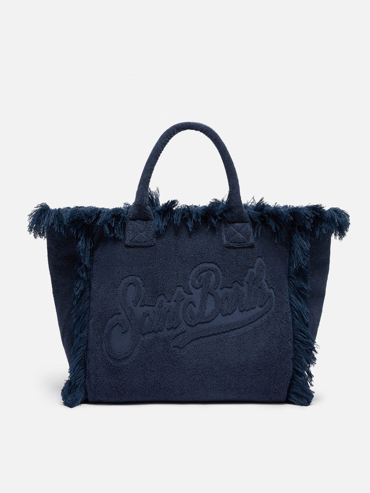 Vanity Terry navy blue tote bag  with embossed logo
