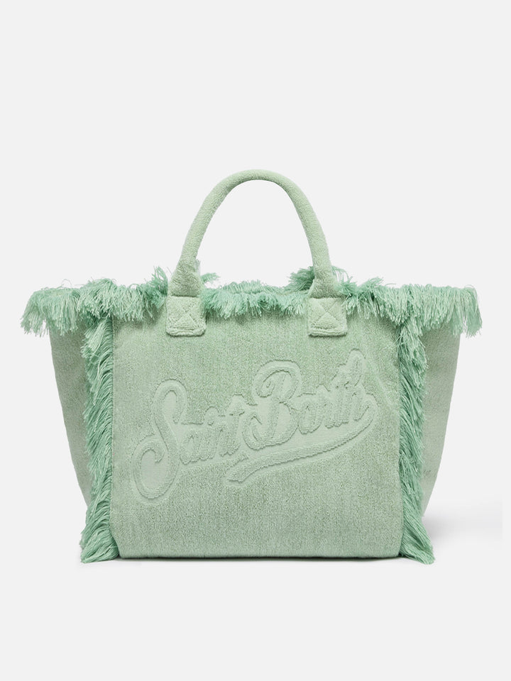 Vanity Terry sage green tote bag  with embossed logo