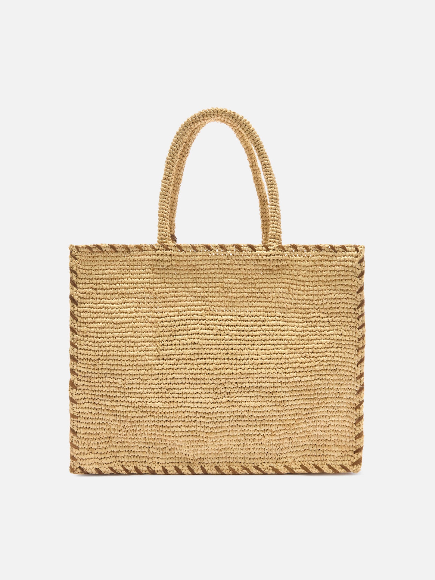 Borsa Vanity regular in raffia con dettagli marroni