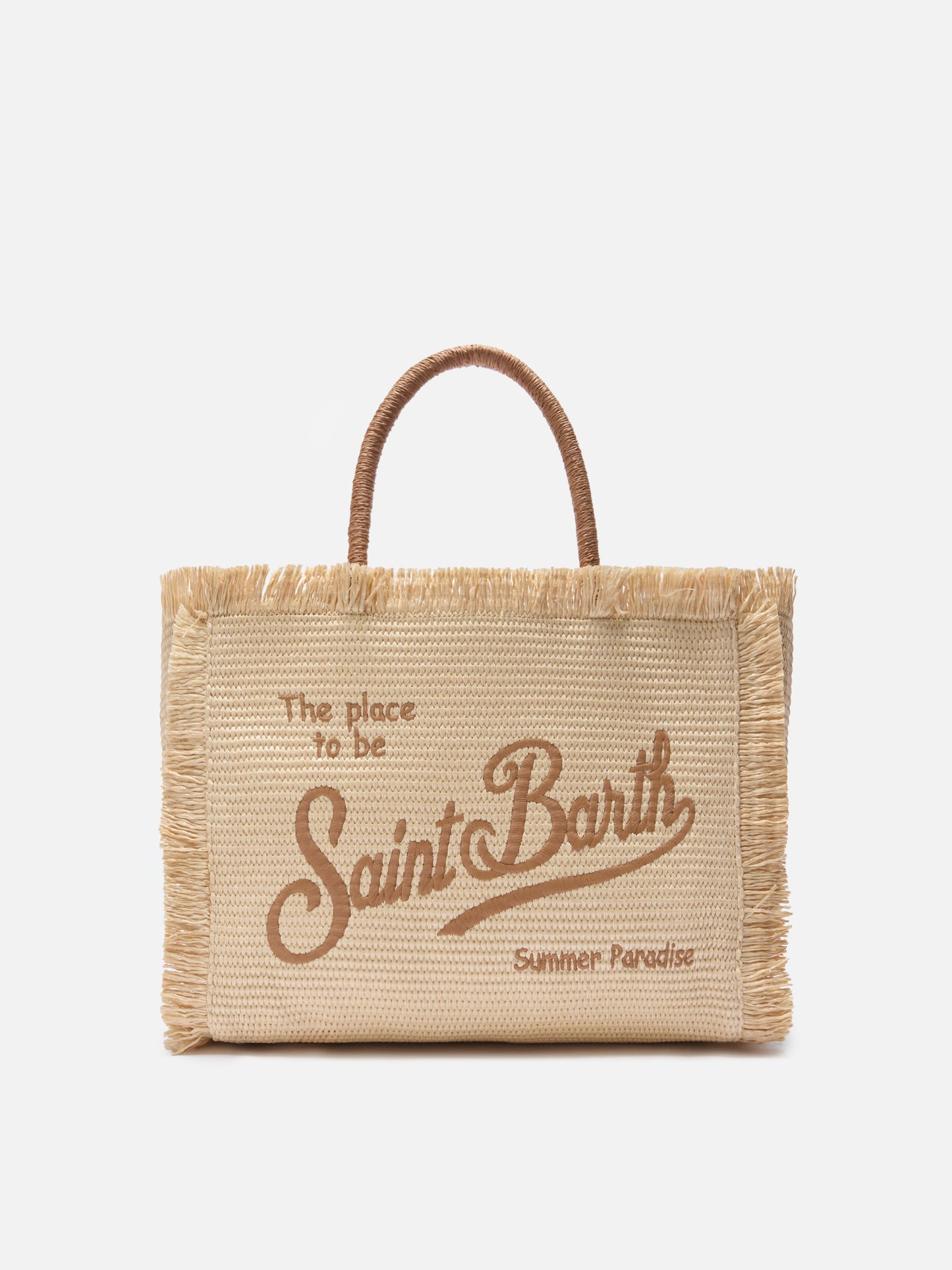 Borsa Vanity regular effetto paglia con logo ricamato