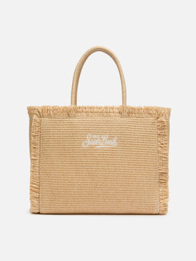 Borsa a spalla Vanity effetto paglia beige