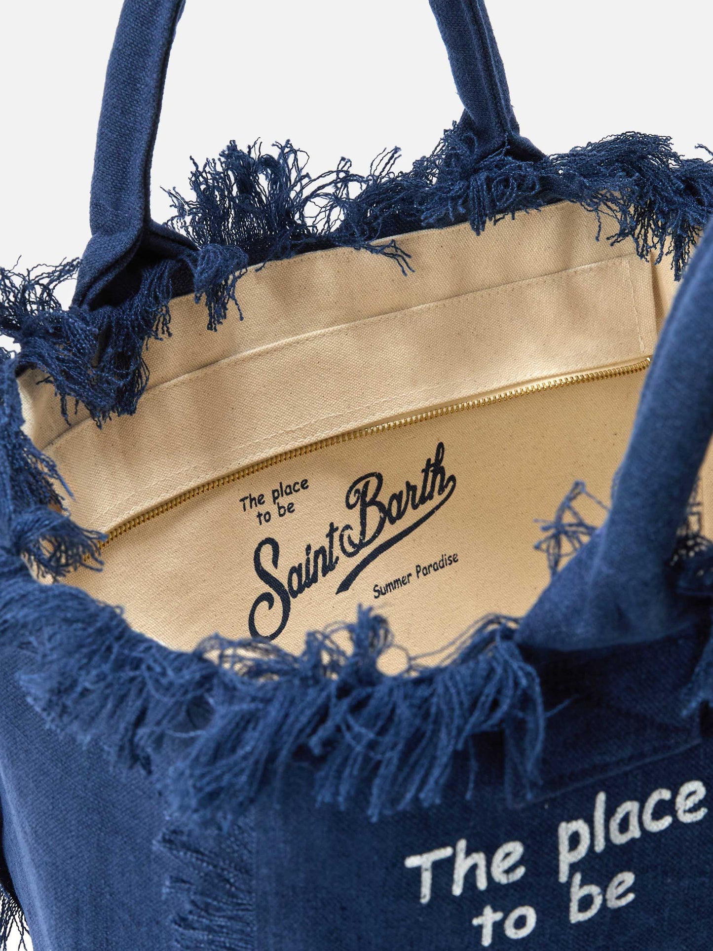 Vanity regular bag en lin bleu uni 