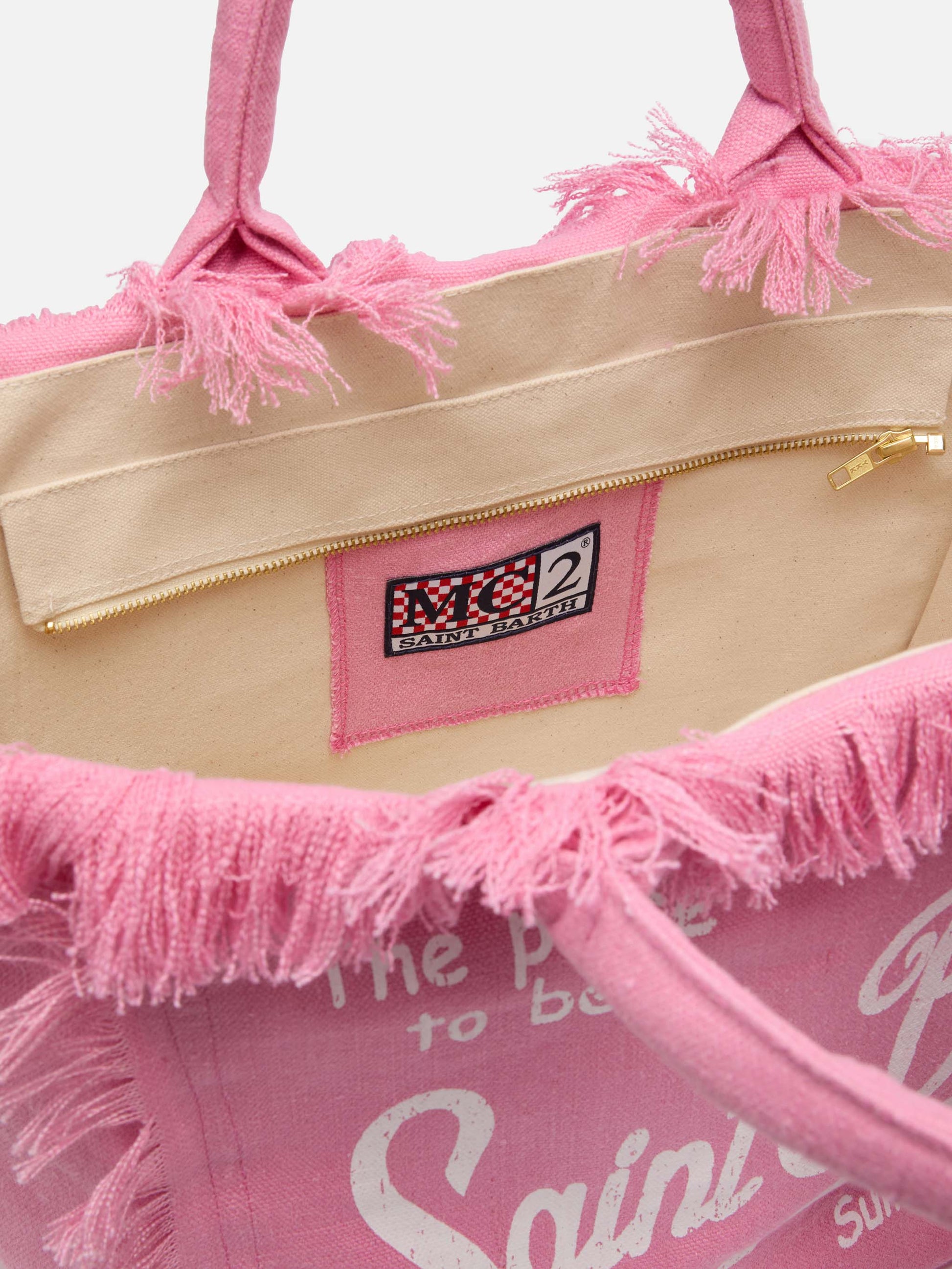 Vanity pink linen shoulder bag - MC2 Saint Barth