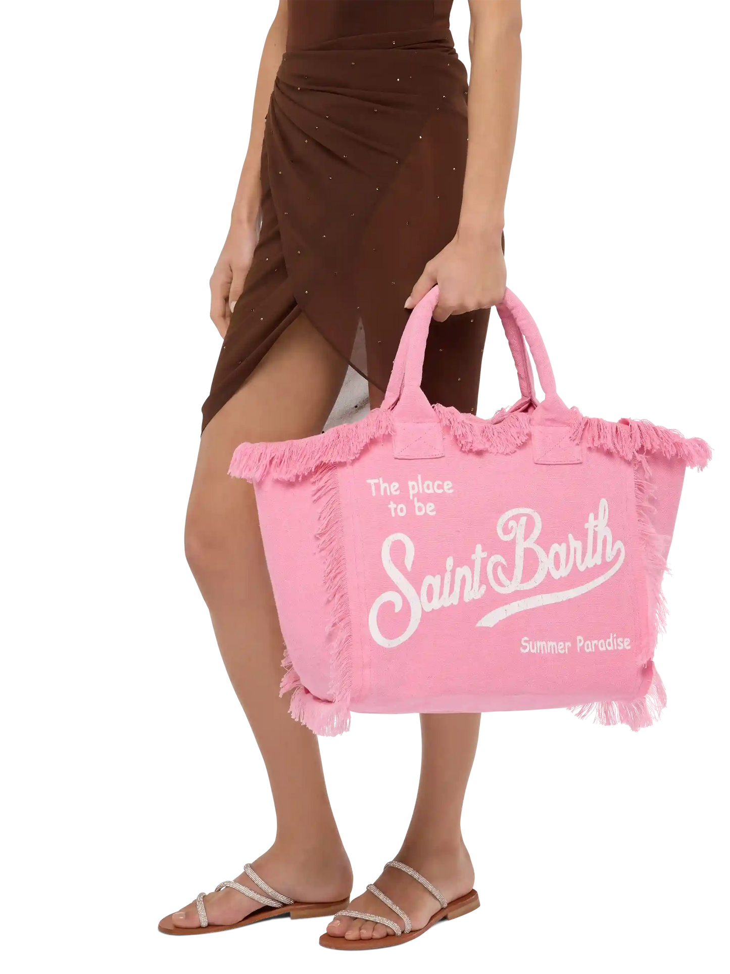 Vanity pink linen shoulder bag - MC2 Saint Barth