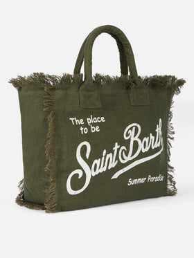 Vanity military green linen shoulder bag - MC2 Saint Barth