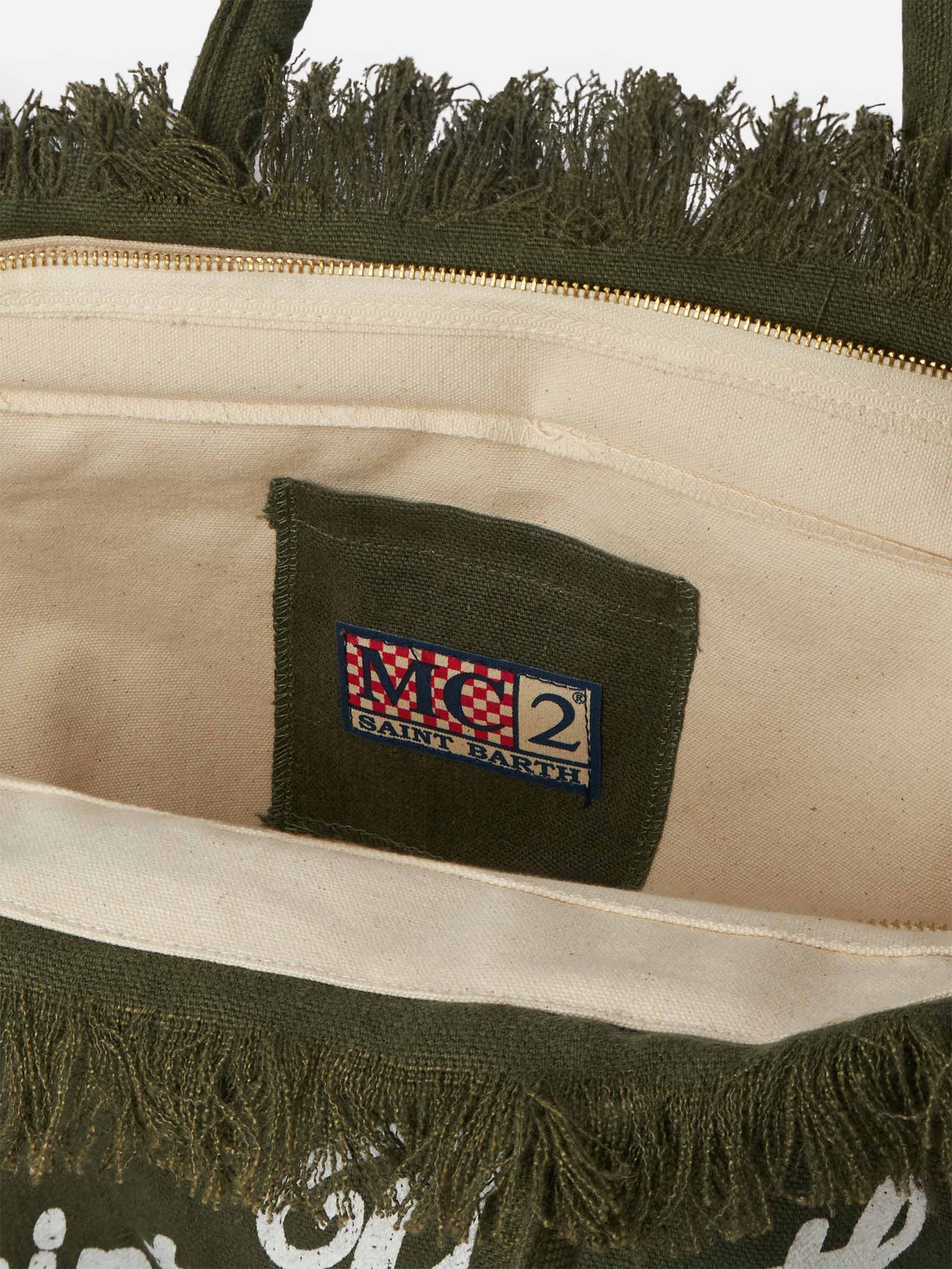 Vanity military green linen shoulder bag - MC2 Saint Barth