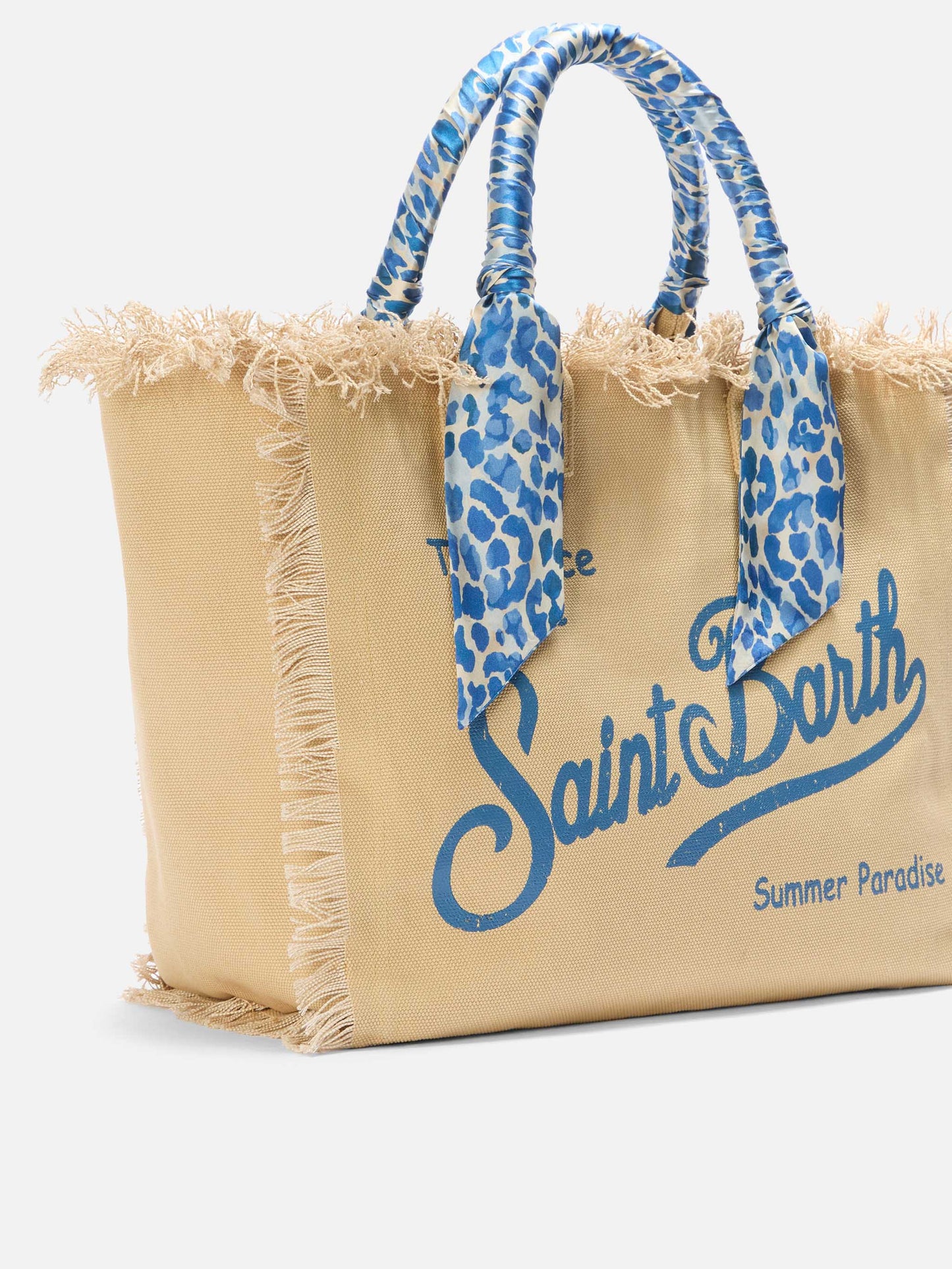 Borsa Vanity regular in canvas beige con twill applicato sul manico