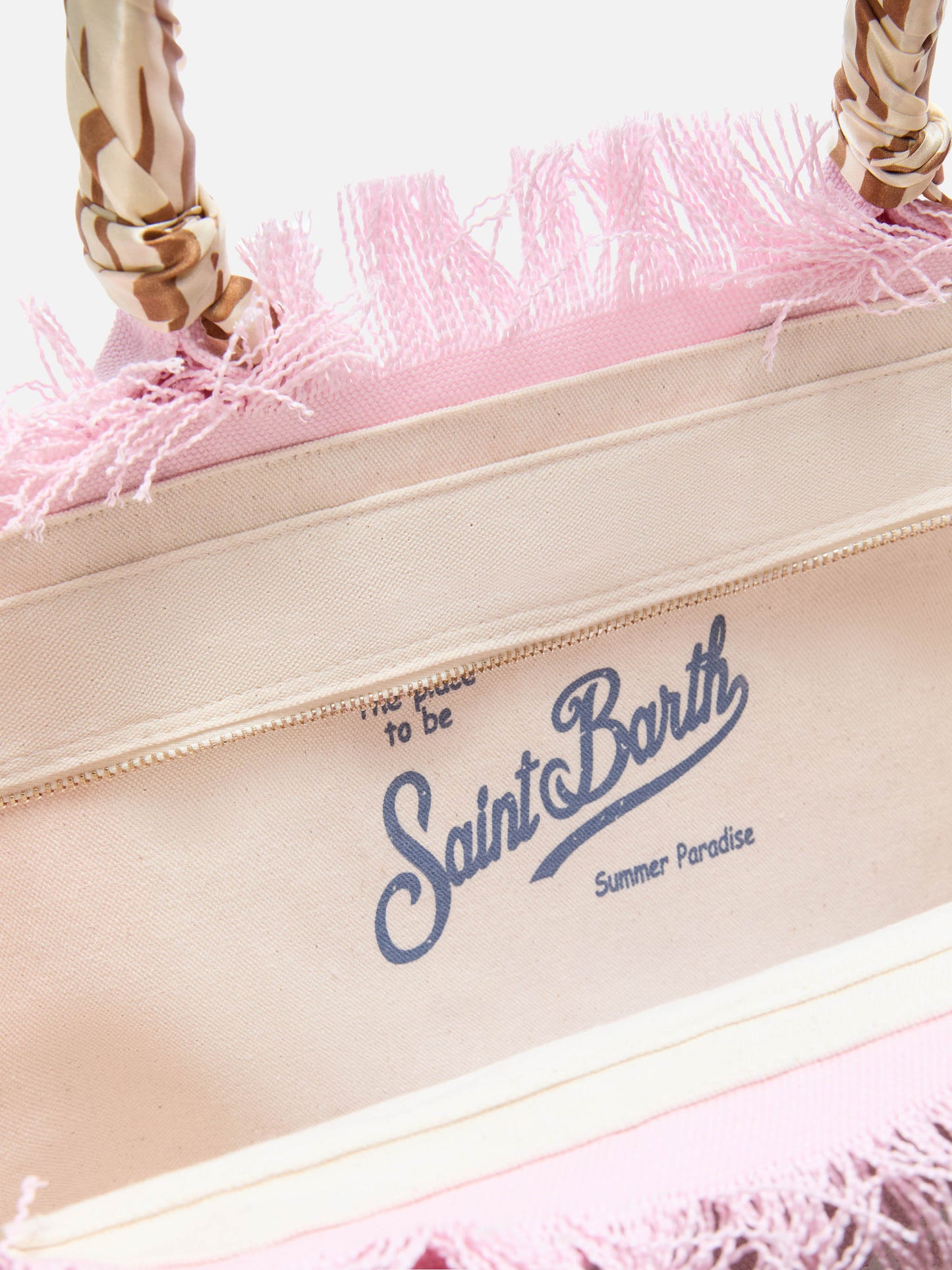 Pink Canvas Vanity regular bag with twill detail on handle