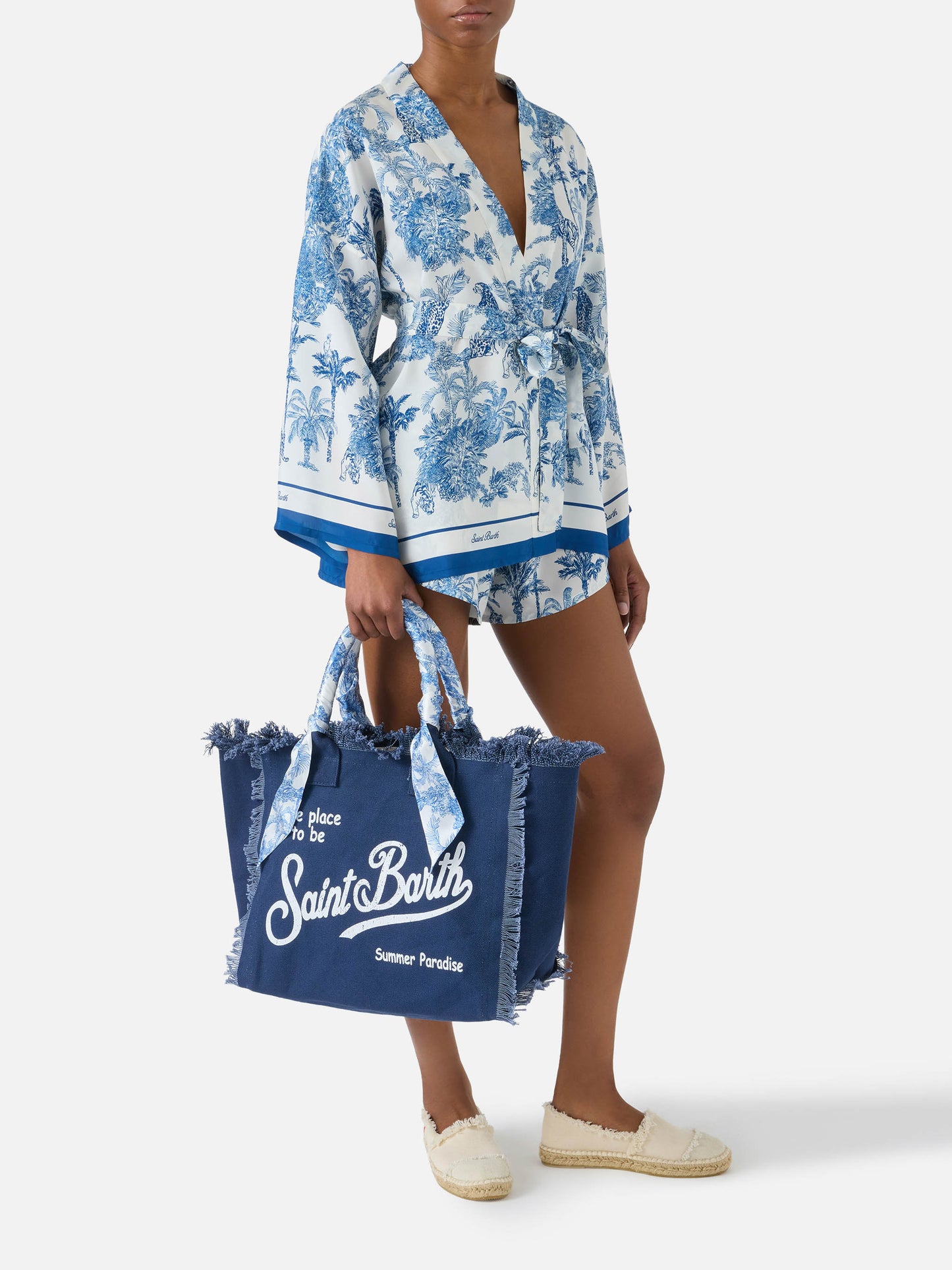 Blue Canvas Vanity regular bag with removable twill