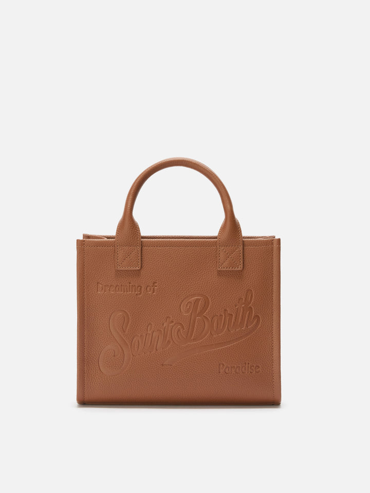 Borsa a spalla Vanity Bag Midi in pelle martellata cammello
