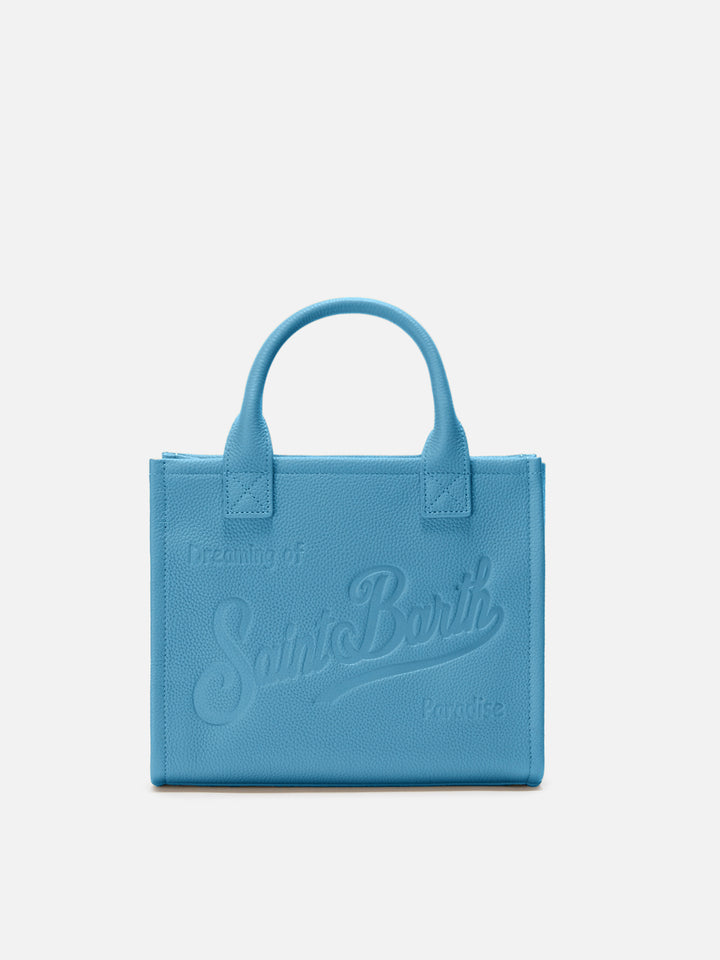 Borsa a spalla Vanity Bag Midi in pelle martellata ottanio