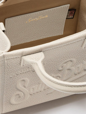 Borsa a spalla Vanity Bag Midi in pelle martellata bianca