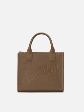 Vanity Bag Midi Shoulder Bag in brown hammered leather