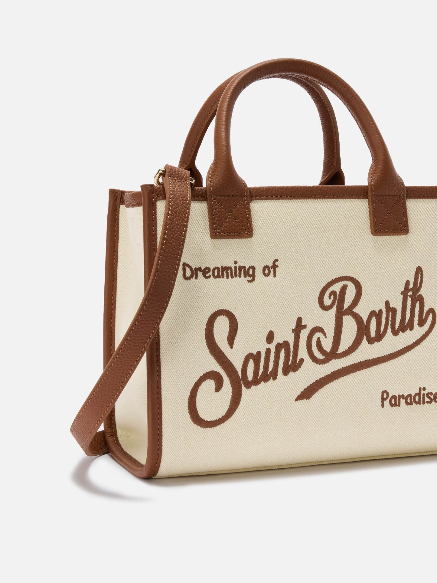 Vanity medium canvas and pebbled leather bag