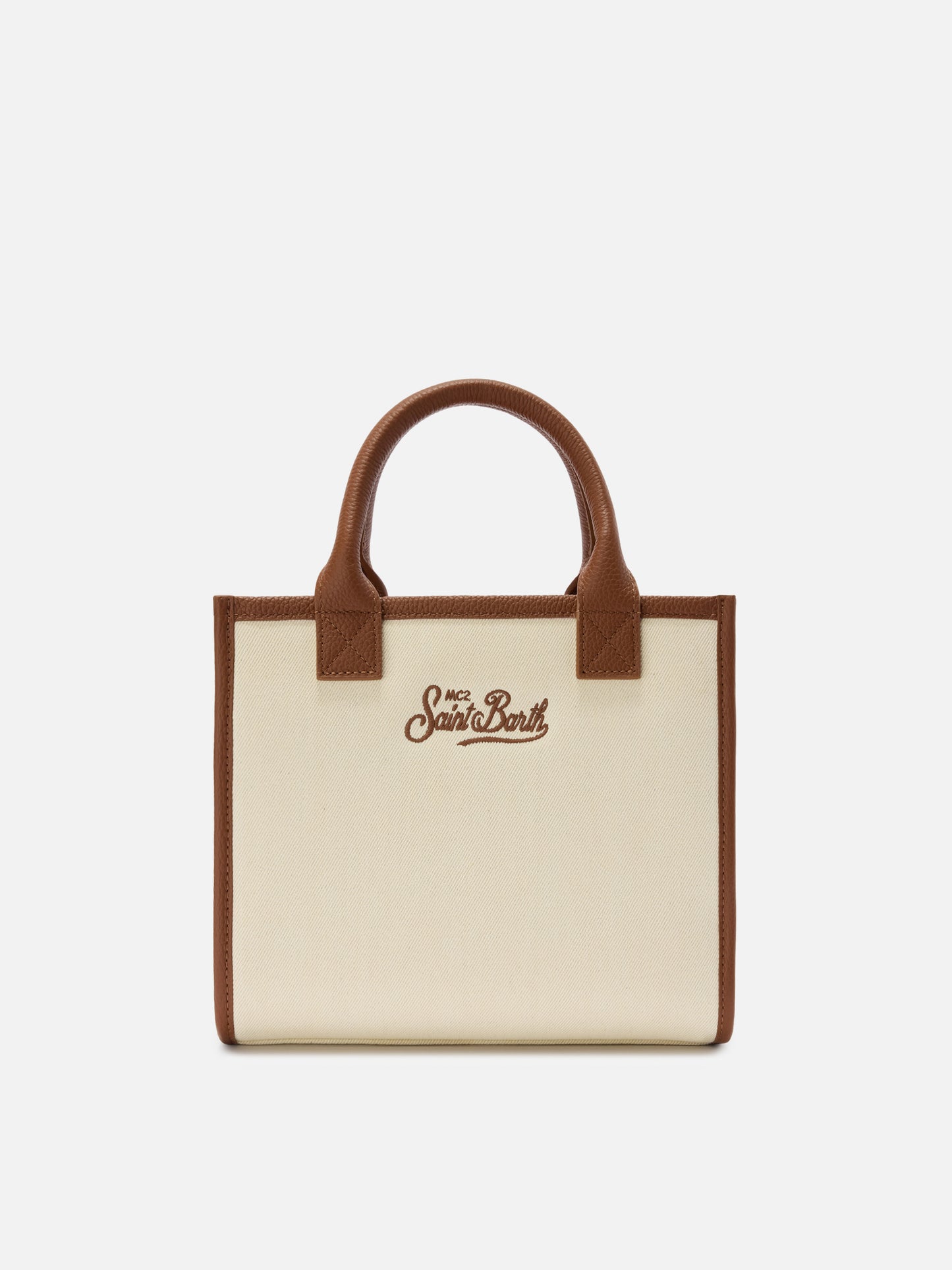 Vanity medium canvas and pebbled leather bag