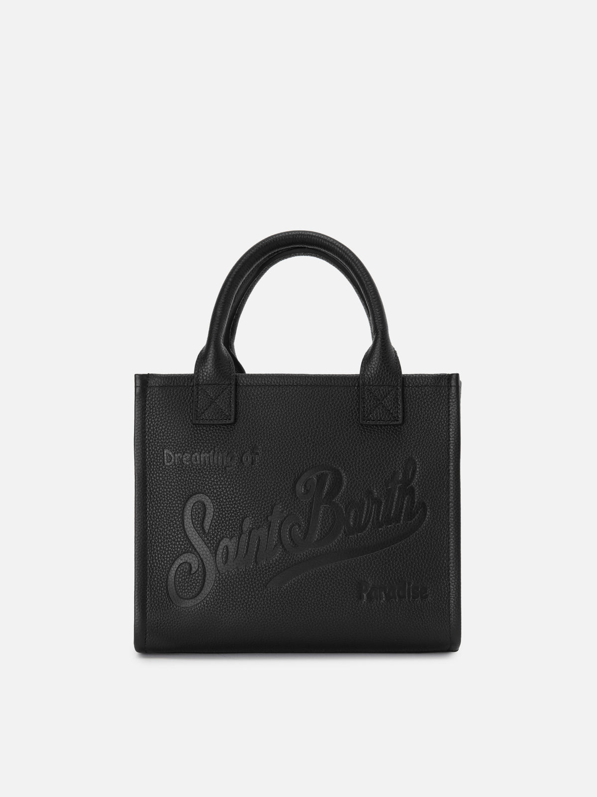 Bolso Vanity mediano de piel negra granulada 