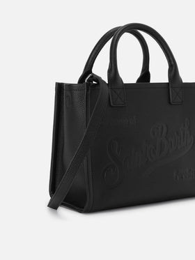 Bolso Vanity mediano de piel negra granulada 