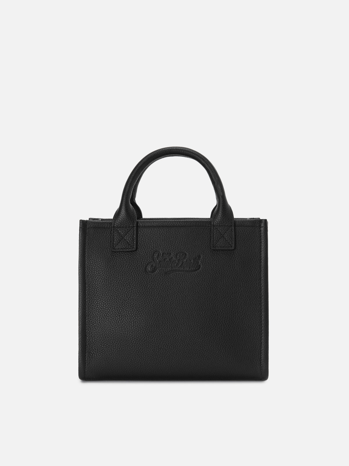 Bolso Vanity mediano de piel negra granulada 