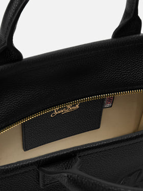 Bolso Vanity mediano de piel negra granulada 