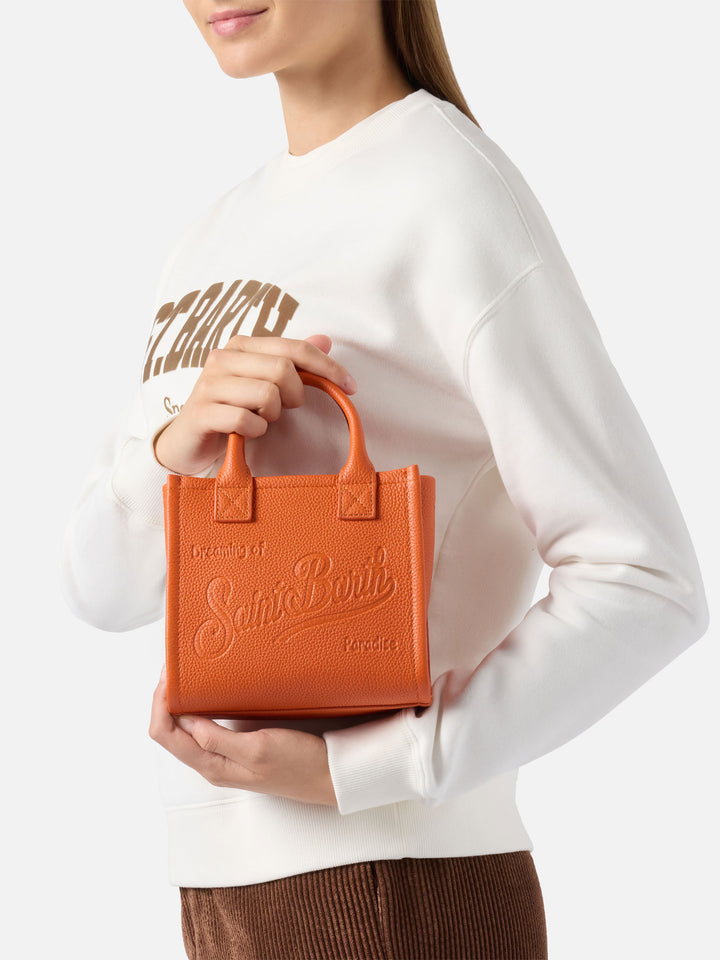 Vanity Bag Mini Shoulder Bag in orange hammered leather