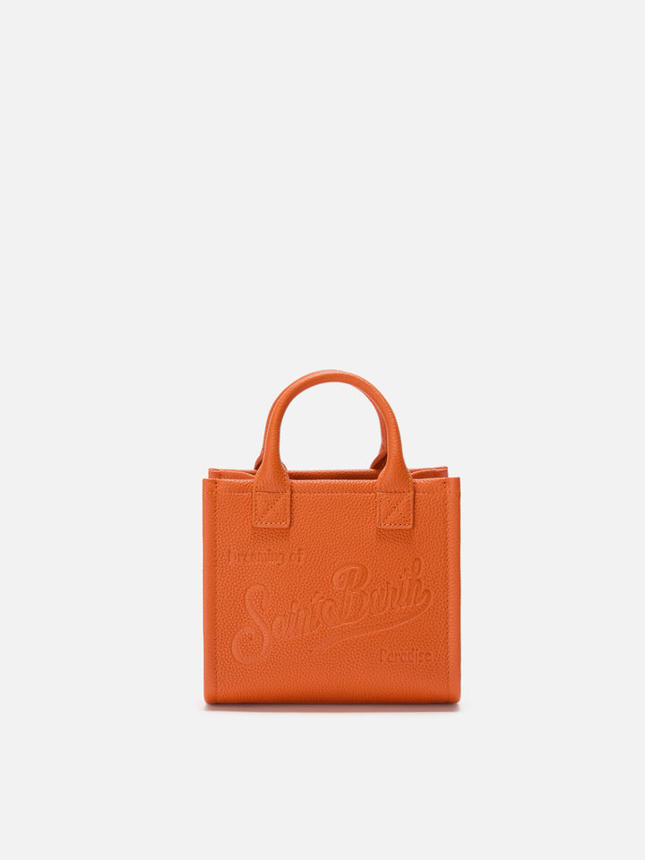 Vanity Bag Mini Shoulder Bag in orange hammered leather