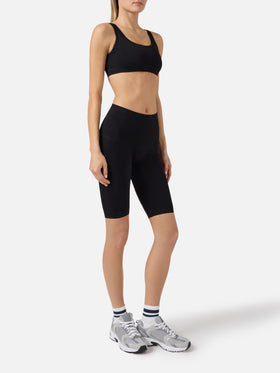 Black Vega technical fabric biker leggings