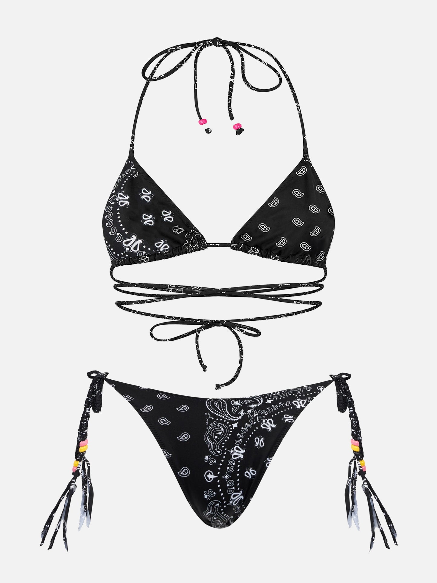 Bikini Veronique Marielle triangolo con charms stampa bandana nera