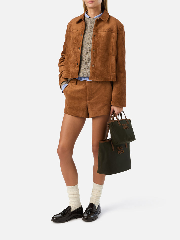 Camel Elva suede shorts