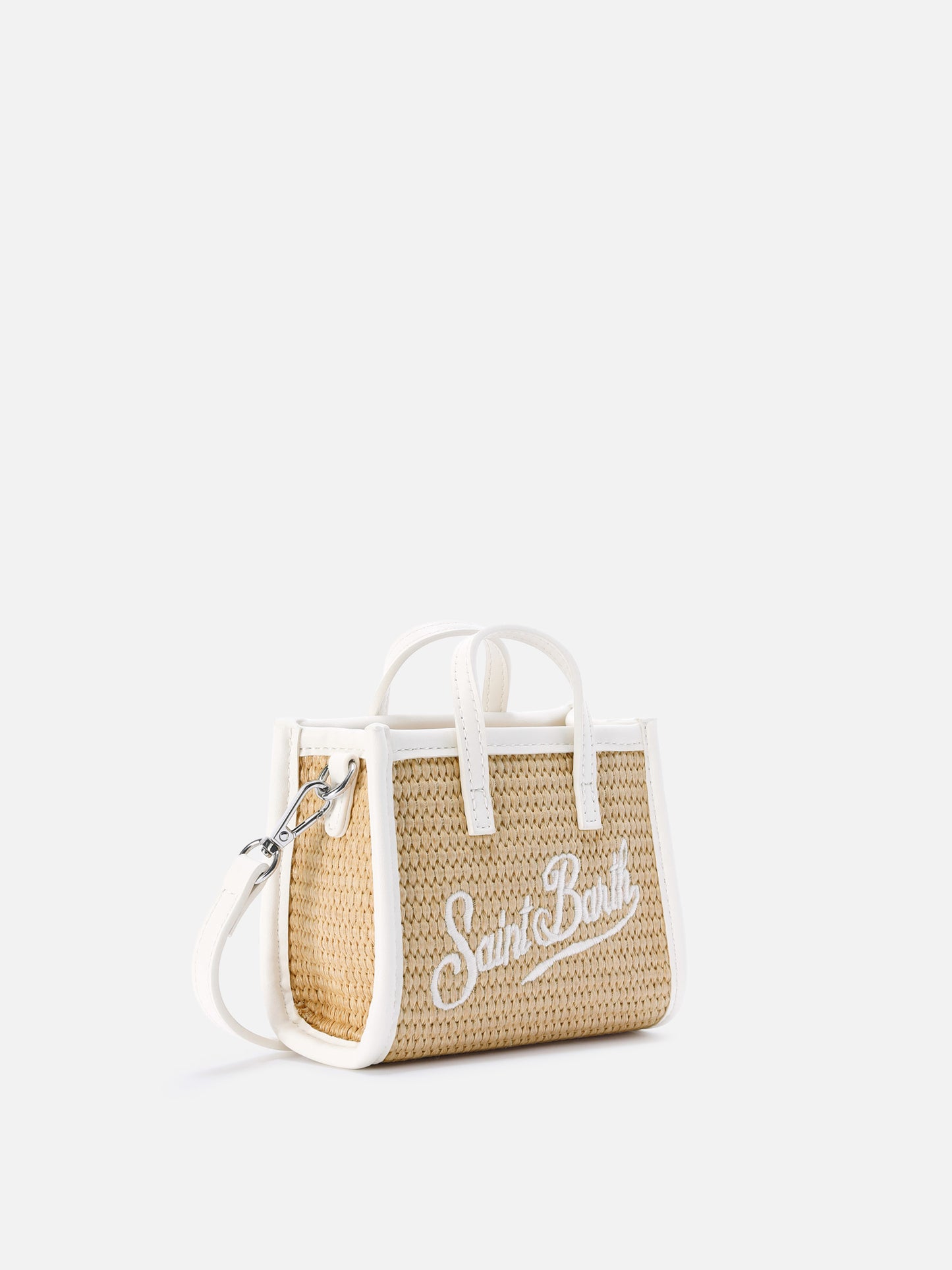 Bolso Vivian efecto micro paja con logo bordado blanco 