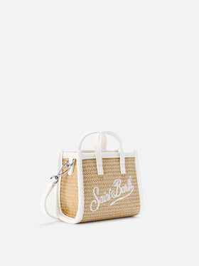Bolso Vivian efecto micro paja con logo bordado blanco 