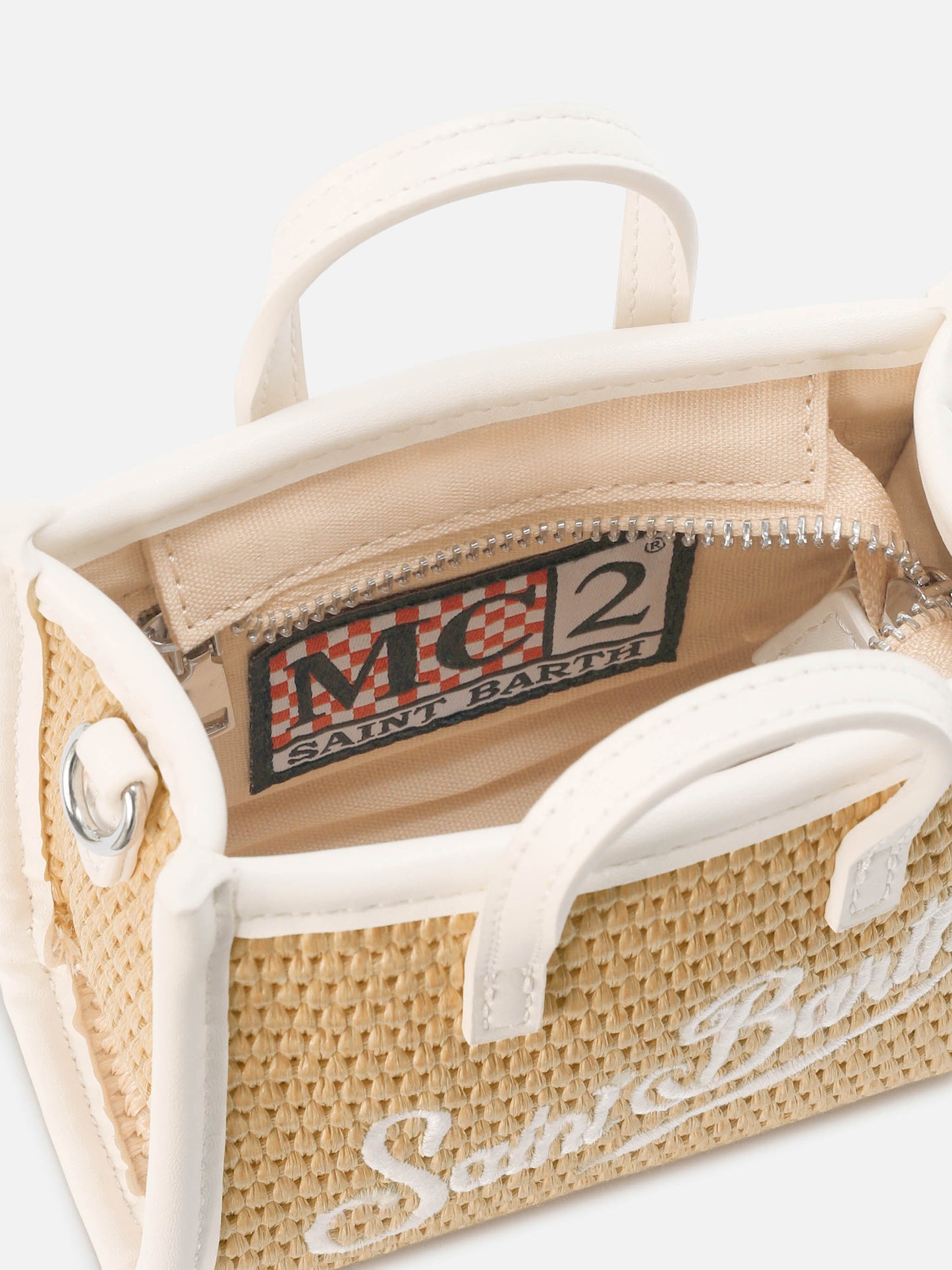 Bolso Vivian efecto micro paja con logo bordado blanco 