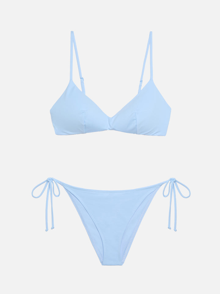 Virgo hellblaue klassische Badehose – May hellblaues U-Ausschnitt-Bralette-Oberteil