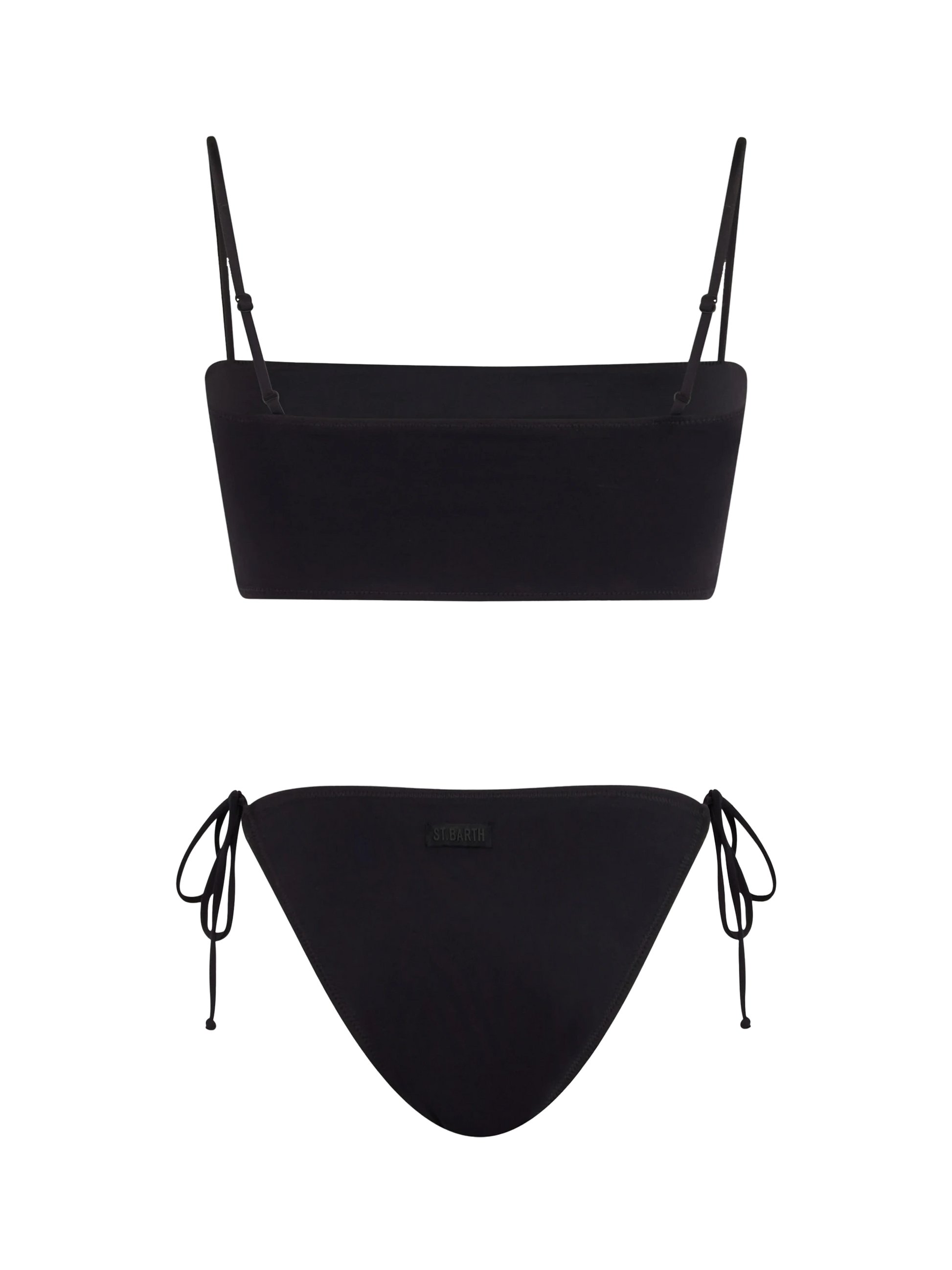 Woman black bandeau bikini with rhinestones - MC2 Saint Barth