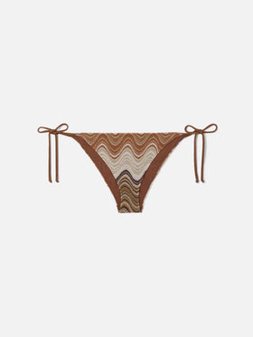 Virgo classic bikini bottoms in brown degradé raschel fabric