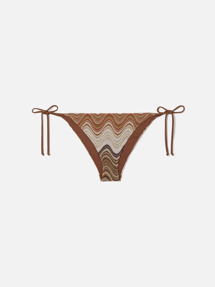 Virgo classic bikini bottoms in brown degradé raschel fabric