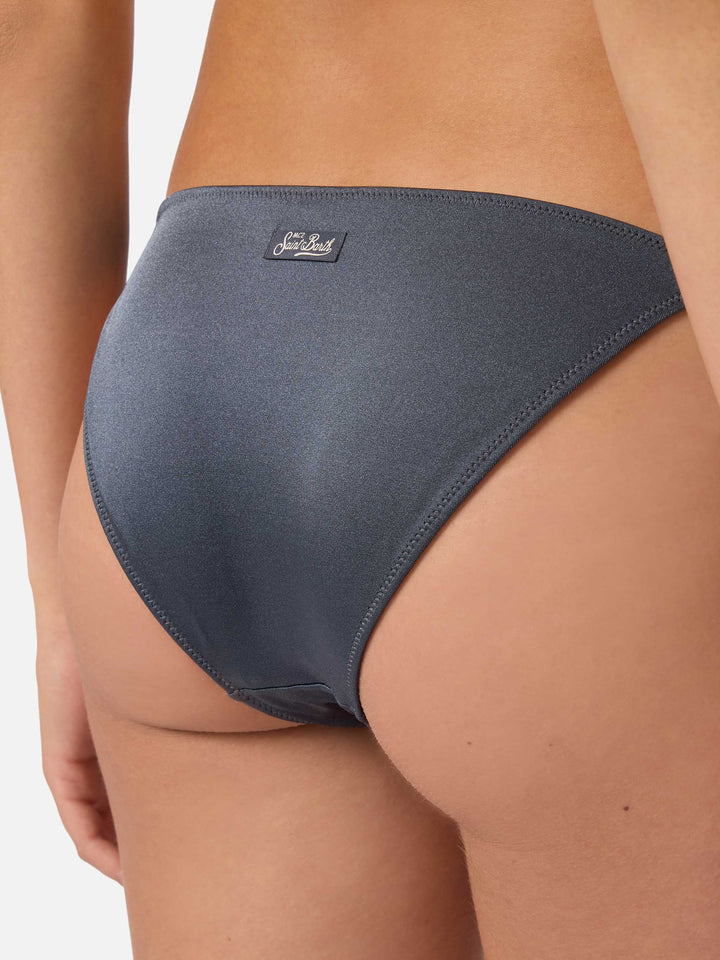 Slip mare Virgo classico in tessuto glossy finish grigio scuro con charms
