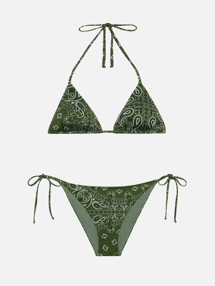 Virgo classic swim briefs with bandanna print                                   - Leah triangle top swimsuit with bandanna print