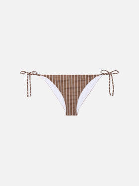 Virgo classic bikini bottoms in stretch fabric with brown striped print
