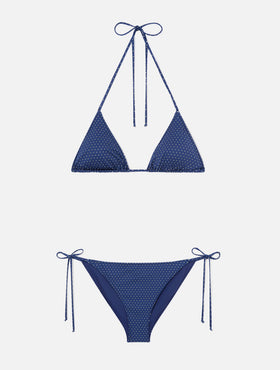 Bikini triangle Leah Virgo à imprimé micro pois 