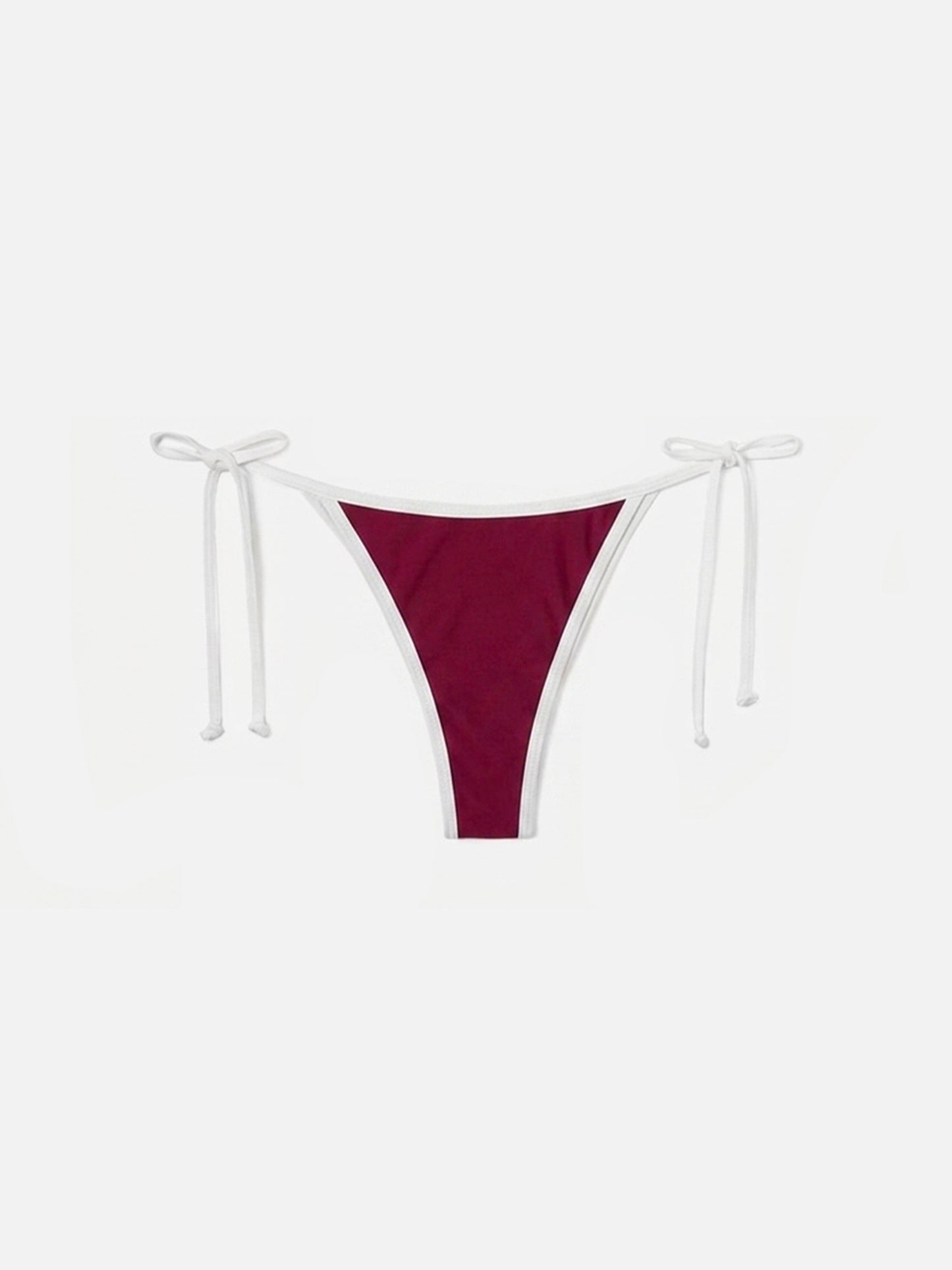 Klassische Virgo String-Bikinihose in Burgunderrot mit kontrastierendem Besatz 