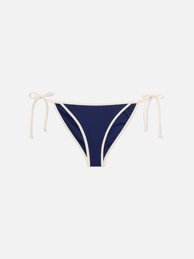 Virgo String classic bikini bottoms in navy blue with contrasting trim