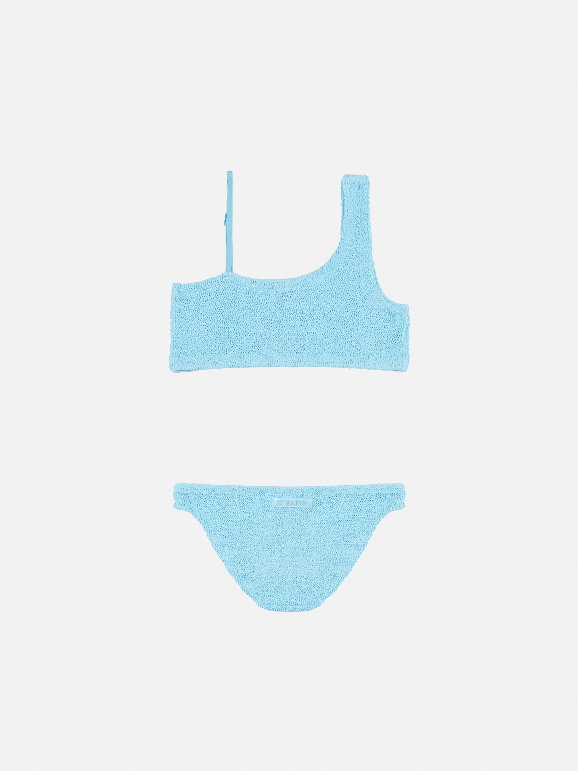 Vivy light blue one-shoulder crinkle bikini - MC2 Saint Barth